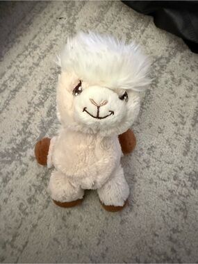 Precious Moments Plush Llama in Cream and Brown with White Tuft